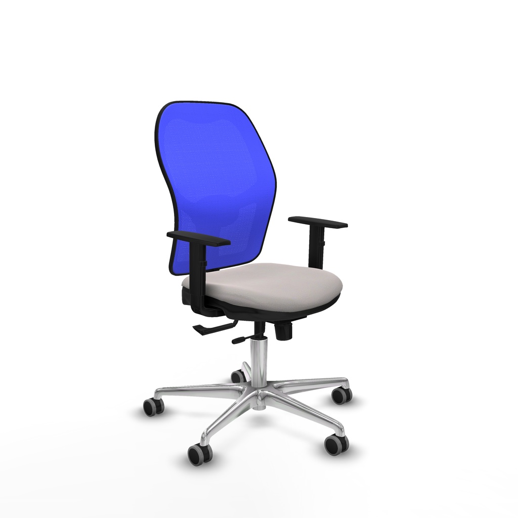 Jorquera traslack malla azul similpiel blanco brazos 1D base aluminio  ruedas 65mm engomada