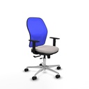 Jorquera traslack malla azul similpiel blanco brazos 1D base aluminio  ruedas 65mm nailon