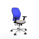 Jorquera traslack malla azul similpiel blanco brazos 2D base aluminio  ruedas 65mm nailon