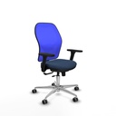 Jorquera traslack malla azul similpiel azul marino brazos 3D base aluminio  ruedas 65mm engomada