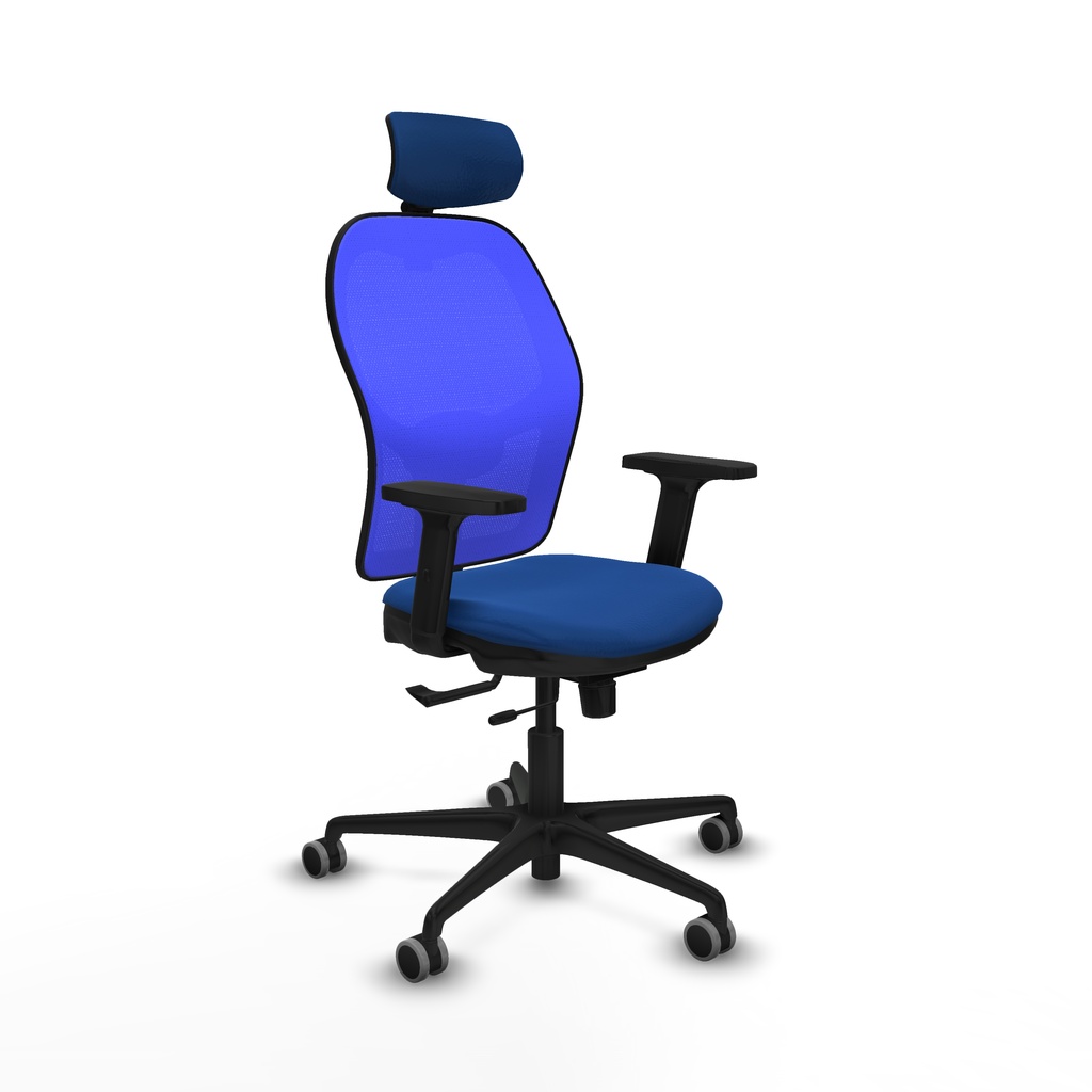 Jorquera traslack malla azul similpiel azul brazos 2D base nailon cabecero 2D ruedas 65mm engomada