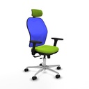 Jorquera traslack malla azul similpiel pistacho brazos 3D base aluminio cabecero 2D ruedas 65mm nailon