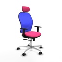 Jorquera traslack malla azul similpiel rosa brazos 1D base aluminio cabecero 2D ruedas 65mm nailon
