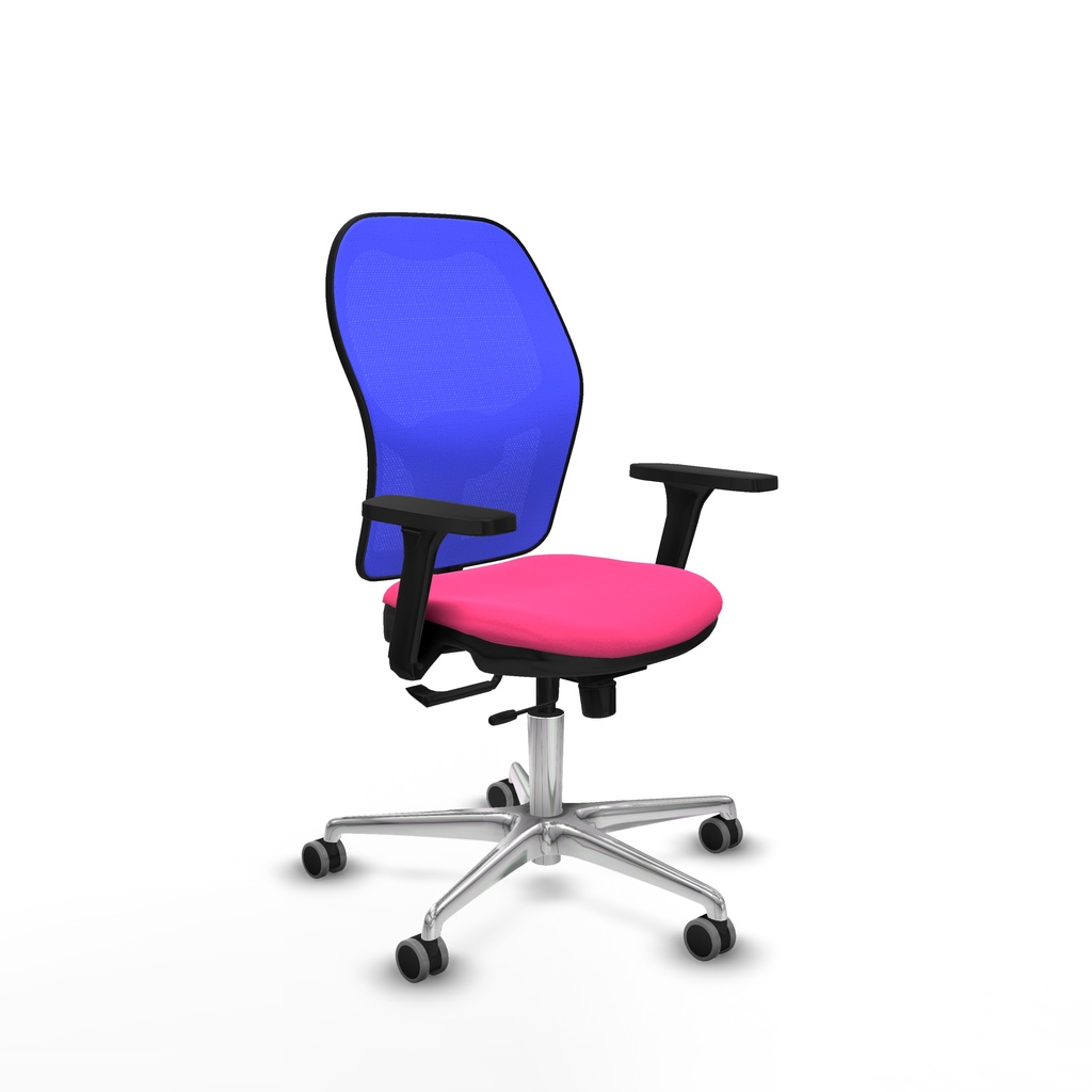 Jorquera traslack malla azul similpiel rosa brazos 3D base aluminio  ruedas 65mm engomada