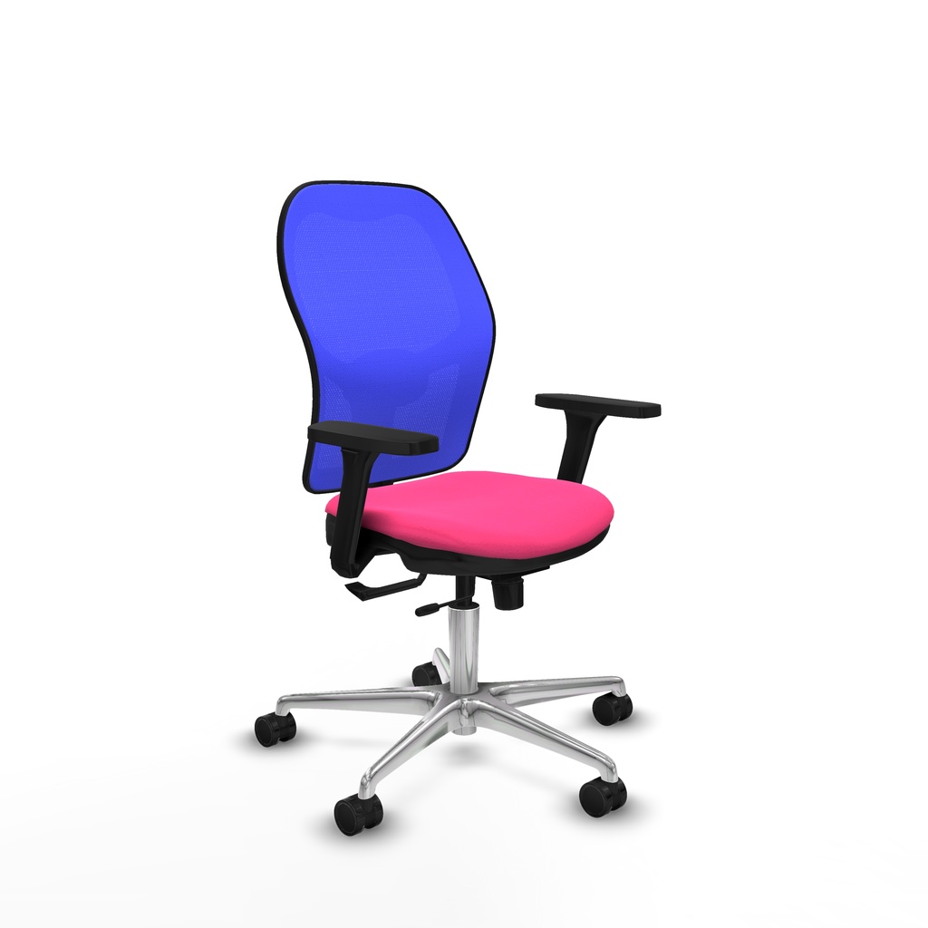 Jorquera traslack malla azul similpiel rosa brazos 3D base aluminio  ruedas 65mm nailon