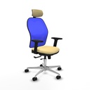 Jorquera traslack malla azul similpiel crema brazos 2D base aluminio cabecero 2D ruedas 65mm nailon