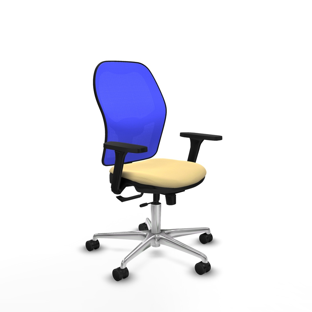 Jorquera traslack malla azul similpiel crema brazos 3D base aluminio  ruedas 65mm nailon