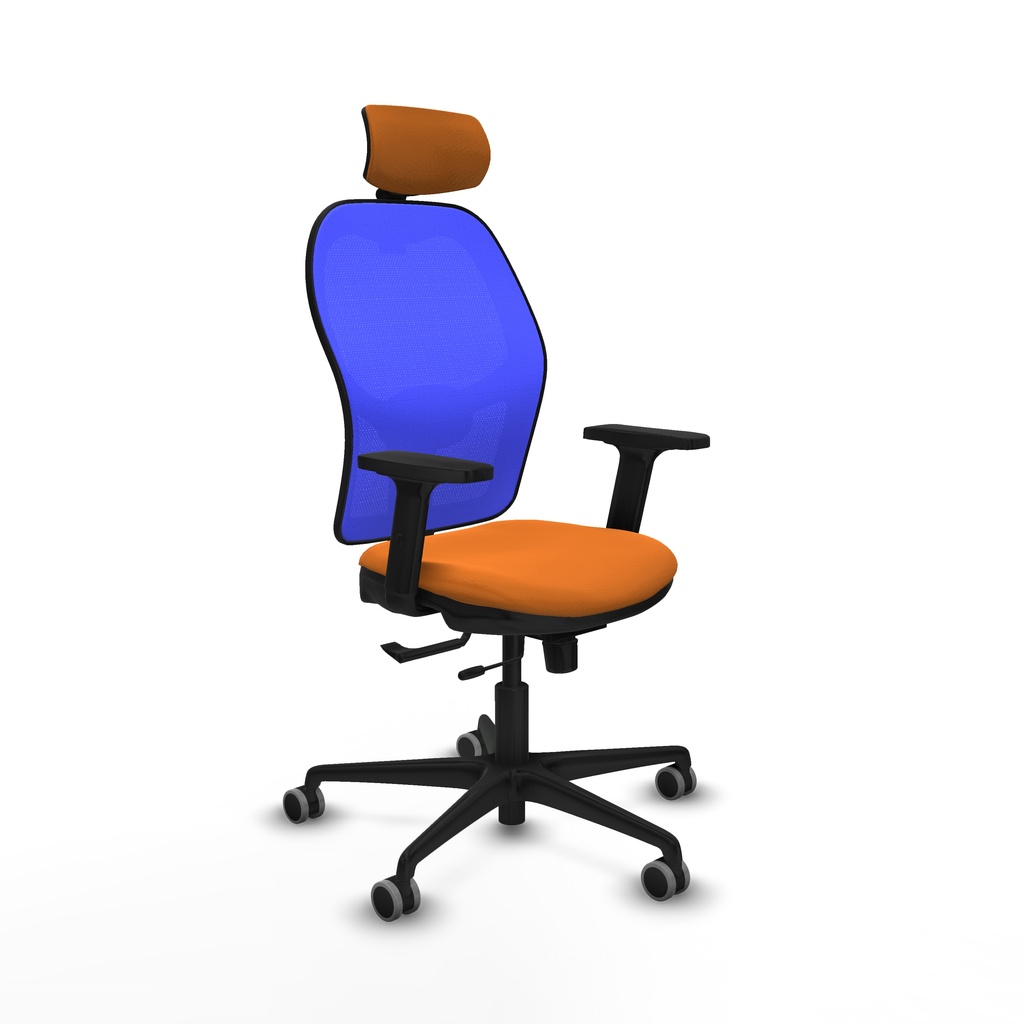 Jorquera traslack malla azul similpiel naranja brazos 2D base nailon cabecero 2D ruedas 65mm engomada