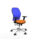 Jorquera traslack malla azul similpiel naranja brazos 2D base aluminio  ruedas 65mm nailon