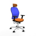 Jorquera traslack malla azul similpiel naranja brazos 2D base aluminio cabecero 2D ruedas 65mm nailon