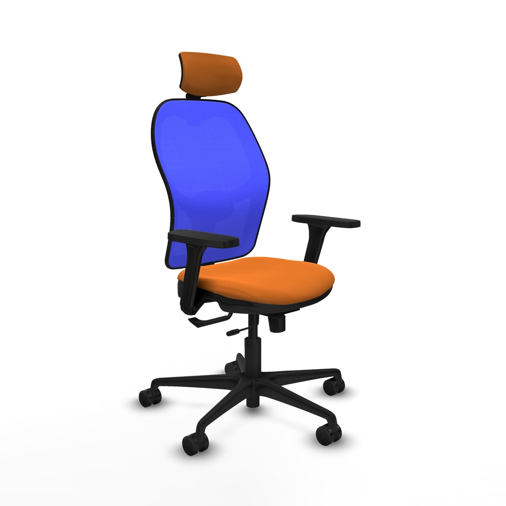 Jorquera traslack malla azul similpiel naranja brazos 3D base nailon cabecero 2D ruedas 65mm nailon