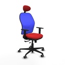 Jorquera traslack malla azul similpiel rojo brazos 1D base nailon cabecero fijo ruedas 65mm engomada