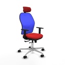 Jorquera traslack malla azul similpiel rojo brazos 1D base aluminio cabecero 2D ruedas 65mm nailon