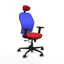 Jorquera traslack malla azul similpiel rojo brazos 2D base nailon cabecero fijo ruedas 65mm nailon