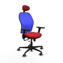 Jorquera traslack malla azul similpiel rojo brazos 3D base nailon cabecero fijo ruedas 65mm engomada