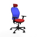 Jorquera traslack malla azul similpiel rojo brazos 3D base nailon cabecero 2D ruedas 65mm nailon