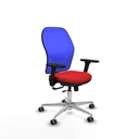 Jorquera traslack malla azul similpiel rojo brazos 3D base aluminio  ruedas 65mm engomada