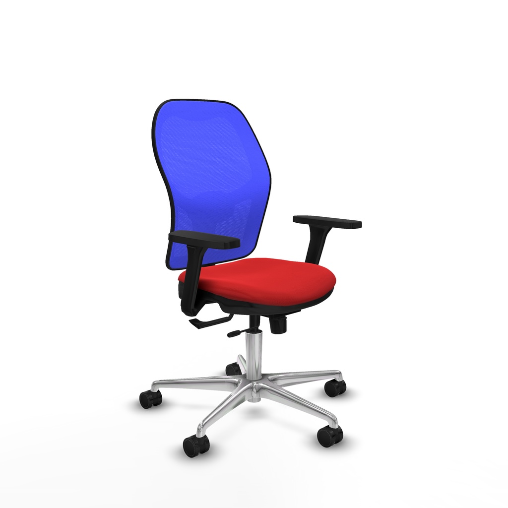 Jorquera traslack malla azul similpiel rojo brazos 3D base aluminio  ruedas 65mm nailon
