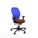 Jorquera traslack malla azul similpiel marrón brazos 1D base nailon  ruedas 65mm engomada