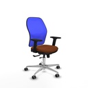 Jorquera traslack malla azul similpiel marrón brazos 2D base aluminio  ruedas 65mm engomada