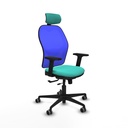 Jorquera traslack malla azul similpiel turquesa brazos 2D base nailon cabecero 2D ruedas 65mm engomada