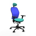 Jorquera traslack malla azul similpiel turquesa brazos 3D base nailon cabecero fijo ruedas 65mm nailon