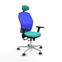 Jorquera traslack malla azul similpiel turquesa brazos 3D base aluminio cabecero fijo ruedas 65mm engomada