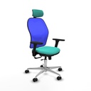 Jorquera traslack malla azul similpiel turquesa brazos 3D base aluminio cabecero 2D ruedas 65mm nailon