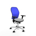 Jorquera traslack malla azul similpiel gris claro brazos 3D base aluminio  ruedas 65mm nailon