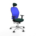 Jorquera traslack malla azul similpiel verde botella brazos 1D base aluminio cabecero fijo ruedas 65mm engomada