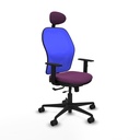 Jorquera traslack malla azul similpiel morado brazos 1D base nailon cabecero fijo ruedas 65mm nailon