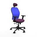Jorquera traslack malla azul similpiel morado brazos 2D base nailon cabecero fijo ruedas 65mm nailon