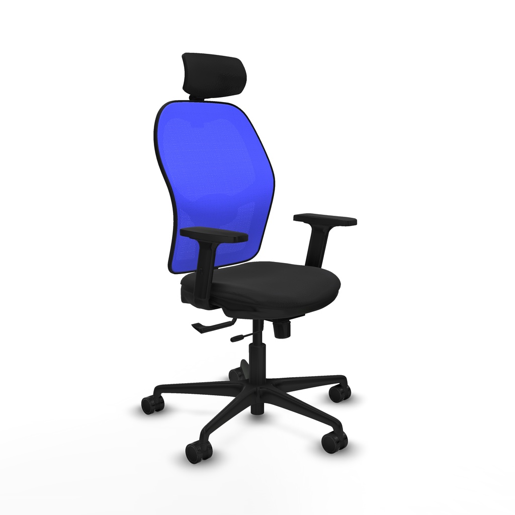 Jorquera traslack malla azul similpiel negro brazos 2D base nailon cabecero 2D ruedas 65mm nailon