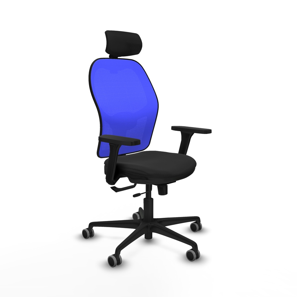 Jorquera traslack malla azul similpiel negro brazos 3D base nailon cabecero 2D ruedas 65mm engomada