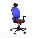 Jorquera traslack malla azul similpiel granate brazos 2D base nailon cabecero fijo ruedas 65mm nailon