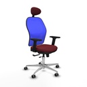 Jorquera traslack malla azul similpiel granate brazos 2D base aluminio cabecero fijo ruedas 65mm engomada