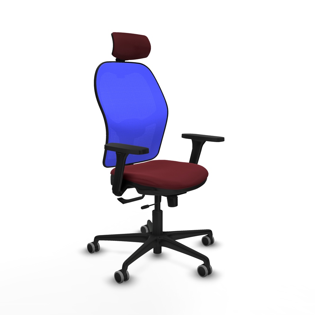Jorquera traslack malla azul similpiel granate brazos 3D base nailon cabecero 2D ruedas 65mm engomada