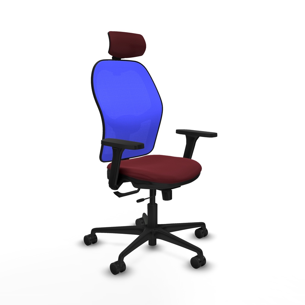 Jorquera traslack malla azul similpiel granate brazos 3D base nailon cabecero 2D ruedas 65mm nailon