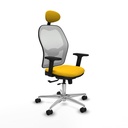 Jorquera traslack malla blanca bali amarillo brazos 2D base aluminio cabecero fijo ruedas 65mm nailon