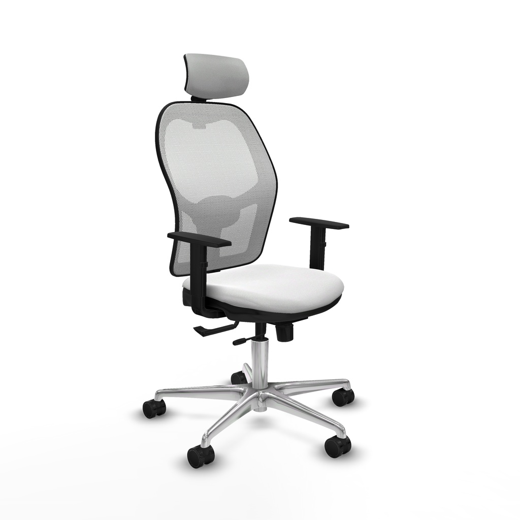 Jorquera traslack malla blanca bali blanco brazos 1D base aluminio cabecero 2D ruedas 65mm nailon