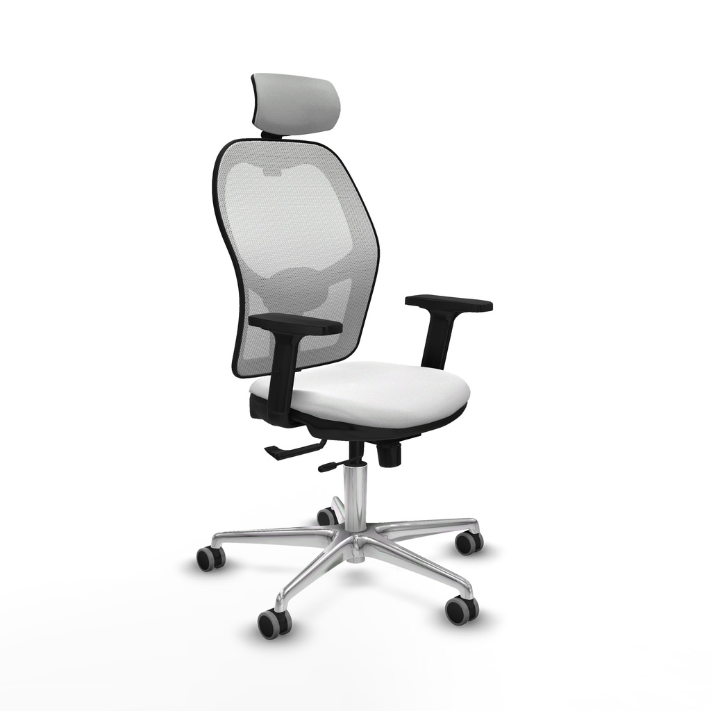 Jorquera traslack malla blanca bali blanco brazos 2D base aluminio cabecero 2D ruedas 65mm engomada