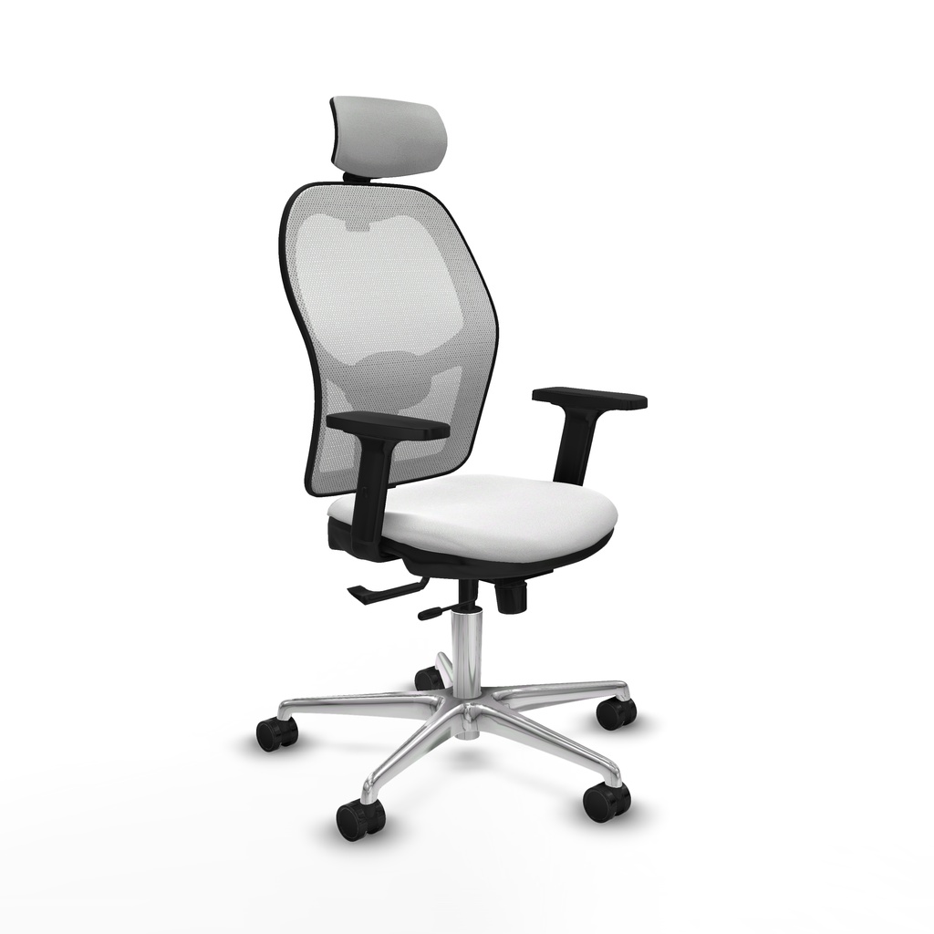 Jorquera traslack malla blanca bali blanco brazos 2D base aluminio cabecero 2D ruedas 65mm nailon