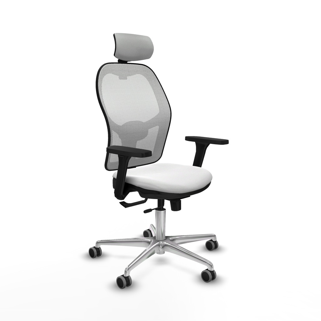 Jorquera traslack malla blanca bali blanco brazos 3D base aluminio cabecero 2D ruedas 65mm engomada