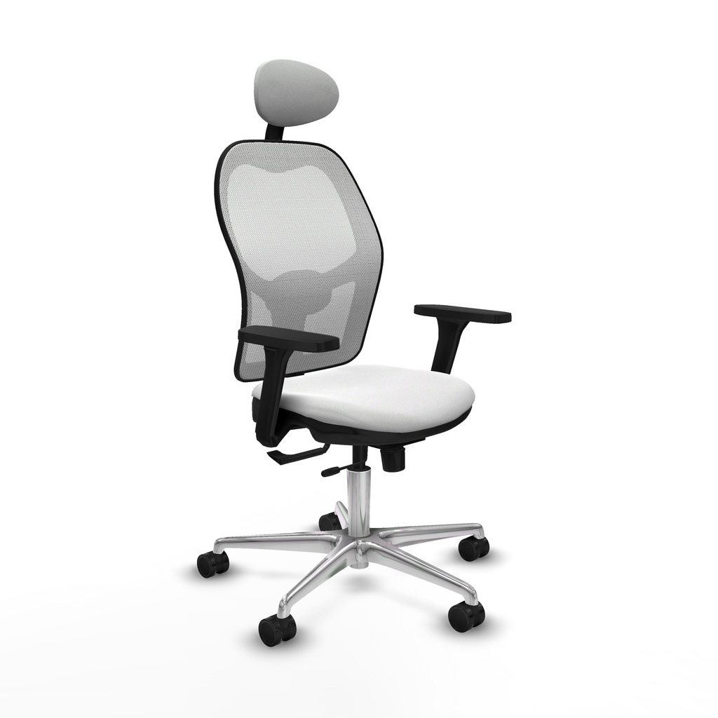 Jorquera traslack malla blanca bali blanco brazos 3D base aluminio cabecero fijo ruedas 65mm nailon