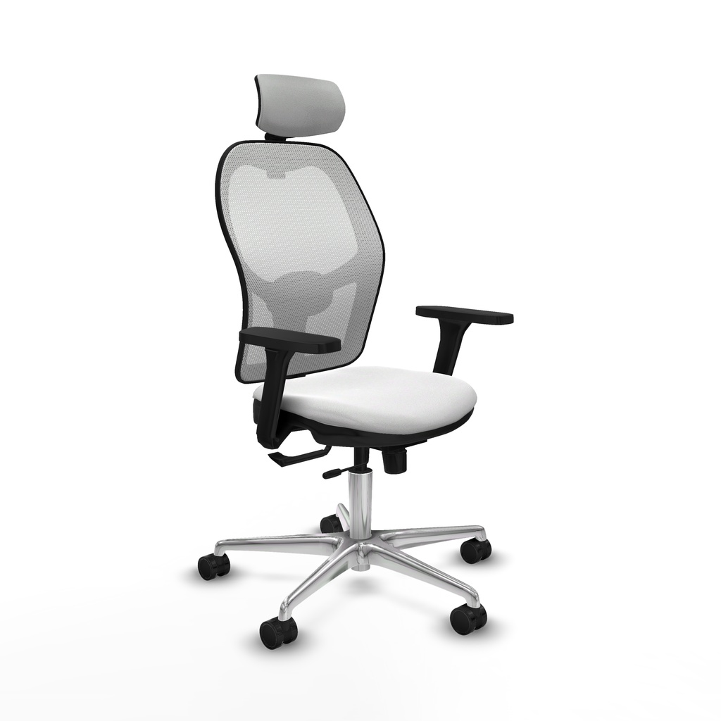 Jorquera traslack malla blanca bali blanco brazos 3D base aluminio cabecero 2D ruedas 65mm nailon