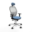 Jorquera traslack malla blanca bali azul cielo brazos 1D base aluminio cabecero fijo ruedas 65mm nailon