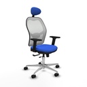 Jorquera traslack malla blanca bali azul brazos 2D base aluminio cabecero fijo ruedas 65mm nailon