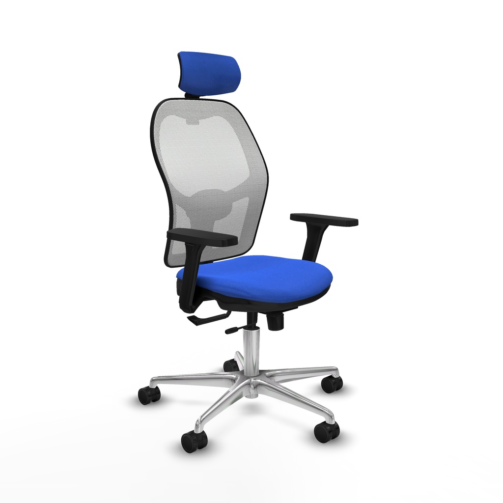 Jorquera traslack malla blanca bali azul brazos 3D base aluminio cabecero 2D ruedas 65mm nailon