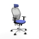 Jorquera traslack malla blanca bali azul claro brazos 1D base aluminio cabecero 2D ruedas 65mm nailon