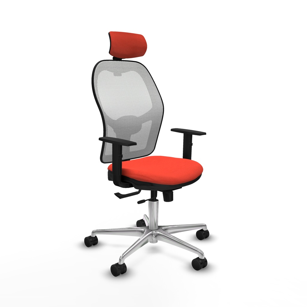 Jorquera traslack malla blanca bali naranja oscuro brazos 1D base aluminio cabecero 2D ruedas 65mm nailon